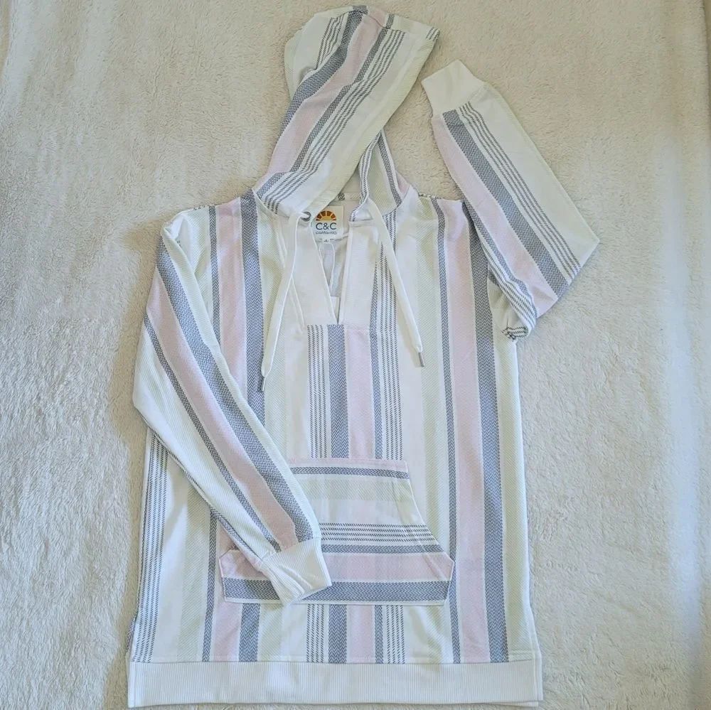 C&C California🌴 Striped Baja🇲🇽 Style Hoodie - NWT
